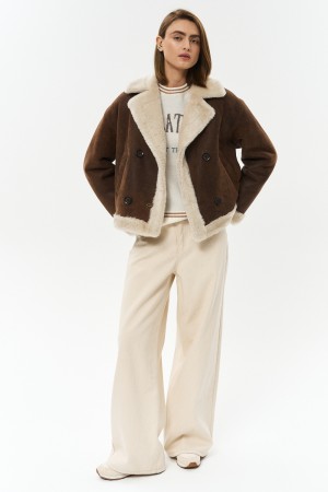 укороченная дубленка из овчины - женские дубленки снежная королева 