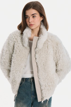 укороченная шуба из овчины фотография