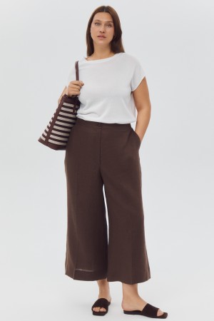 укороченные брюки изо льна - женские брюки снежная королева 