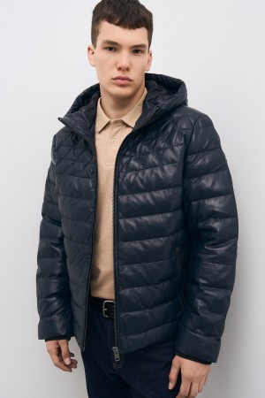 утепленная кожаная куртка с капюшоном - мужские куртки снежная королева 