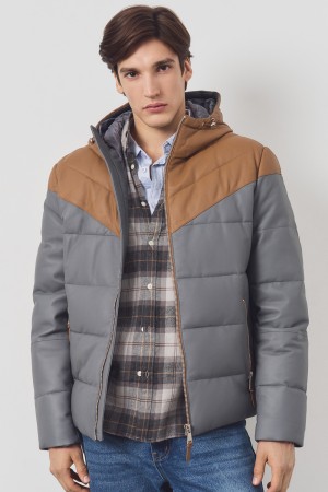 утепленная кожаная куртка с капюшоном - мужские куртки разноцветные 