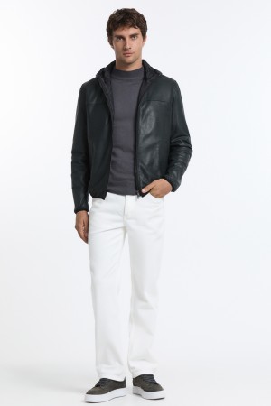 утепленная кожаная куртка с капюшоном - мужская одежда, обувь и аксессуары зимняя 