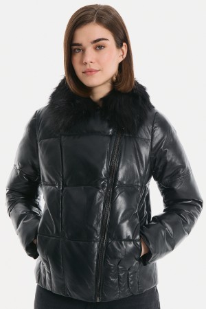 утепленная куртка из натуральной кожи - женские куртки снежная королева 
