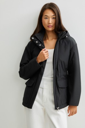 утепленная куртка с капюшоном - женские куртки и пуховики на кнопках 