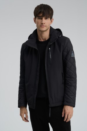 утепленная куртка с капюшоном - мужская верхняя одежда черная 