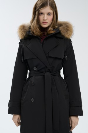 утепленное пальто с отделкой мехом енота - женские пальто снежная королева 