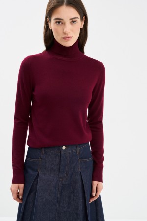 водолазка - женские джемперы, свитеры и кардиганы бордовые 