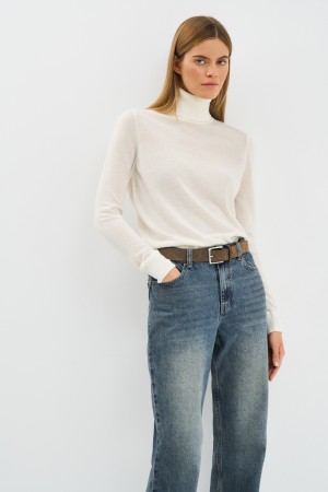 водолазка - женские джемперы, свитеры и кардиганы молочные 