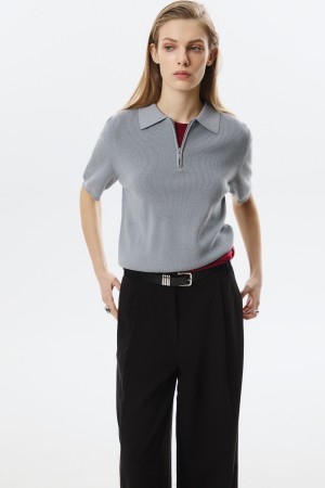 вязаный джемпер-поло - женские джемперы на застежке 