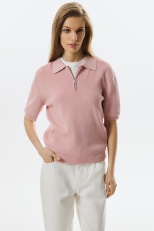 вязаный джемпер-поло - женские джемперы на застежке 