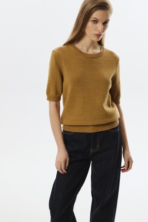 вязаный джемпер с короткими рукавами - женские джемперы льняные 