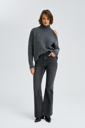 вязаный джемпер с открытым плечом - женские джемперы из спандекса 