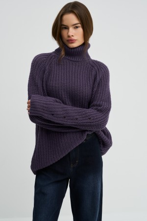 вязаный джемпер - женские джемперы фиолетовые 