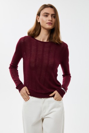 вязаный джемпер - женские джемперы бордовые 