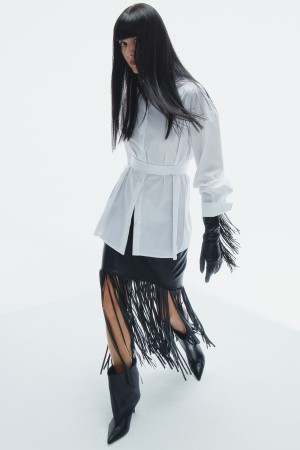 юбка из натуральной кожи с бахромой фотография