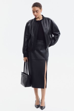 юбка из натуральной кожи - женская одежда, обувь и аксессуары с разрезом 