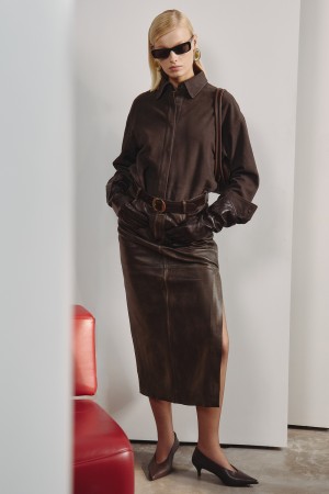 юбка с разрезом из натуральной кожи - женская одежда, обувь и аксессуары с разрезом 