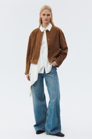 жакет из натуральной замши - женские жакеты с круглым вырезом 