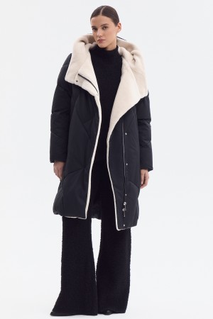 зимнее пальто с капюшоном - верхняя одежда из спандекса 