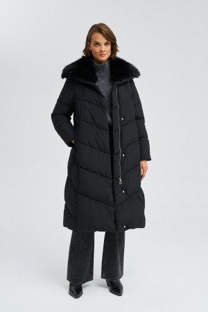 зимнее пальто с меховой отделкой - верхняя одежда из спандекса 
