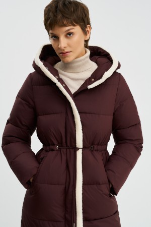 зимнее пальто с меховой отделкой - верхняя одежда из спандекса 