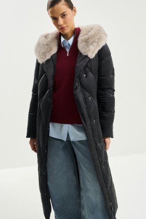 зимнее пальто с меховой отделкой - женские пальто меховые 