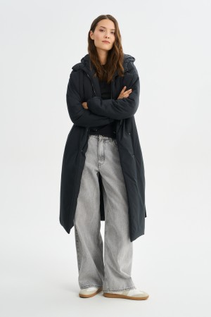 зимнее пальто с поясом фотография