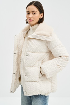 зимняя куртка с меховой отделкой фотография