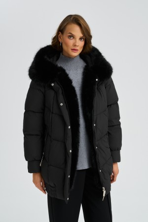 зимняя куртка с меховой отделкой - женские куртки из спандекса 
