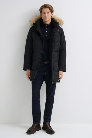 зимняя куртка с отделкой мехом енота - верхняя одежда из спандекса 