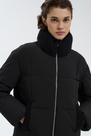 зимняя куртка с отделкой трикотажем - женская одежда, обувь и аксессуары осенняя 