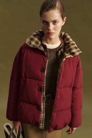 зимняя куртка с подкладкой в клетку фотография