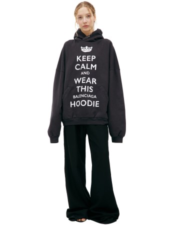 черное худи 'keep calm' - мужская одежда balenciaga 
