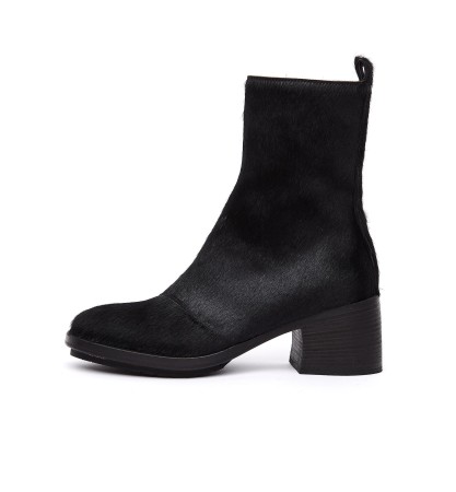 черные ботильоны с мехом пони - женская обувь ann demeulemeester 