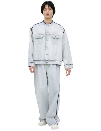 джинсовая куртка с контрастными швами - мужская верхняя одежда maison margiela 