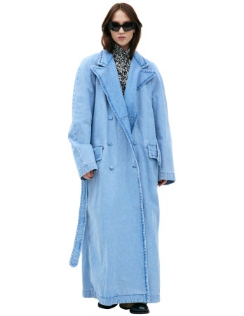 джинсовый тренч с поясом - мужская верхняя одежда dries van noten 