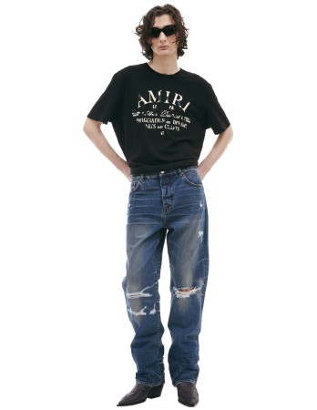 синие джинсы с потертостями - мужская одежда amiri 