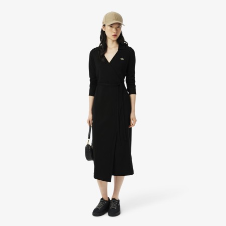 эластичное хлопковое платье  - женские платья lacoste 