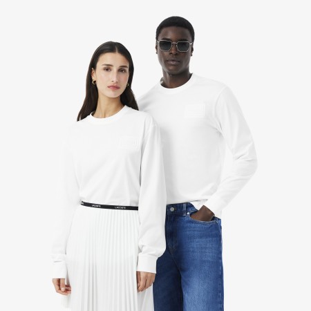 хлопковая футболка  с длинным рукавом унисекс - футболки lacoste 