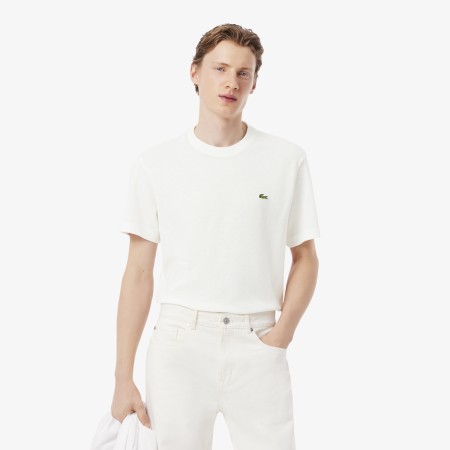 мужская хлопковая футболка  из смеси льна - одежда lacoste 