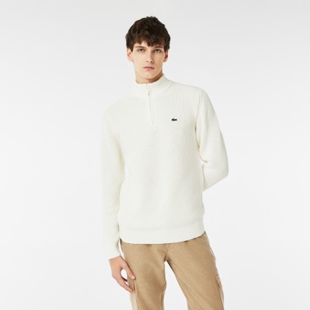 мужской хлопковый свитер  на молнии - одежда, обувь и аксессуары lacoste 