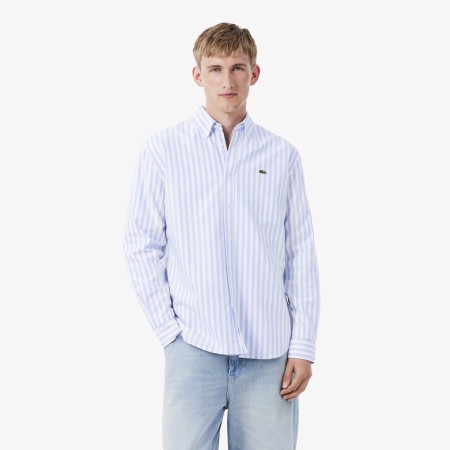 рубашка мужская  хлопковая в полоску - одежда lacoste 