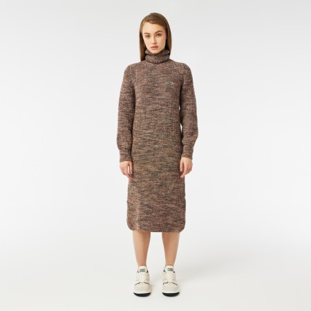 шерстяное платье  с высоким воротом - женские платья lacoste 