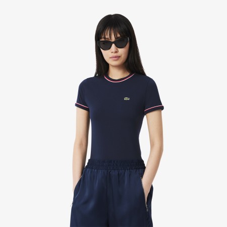 женская хлопковая футболка  - футболки lacoste 