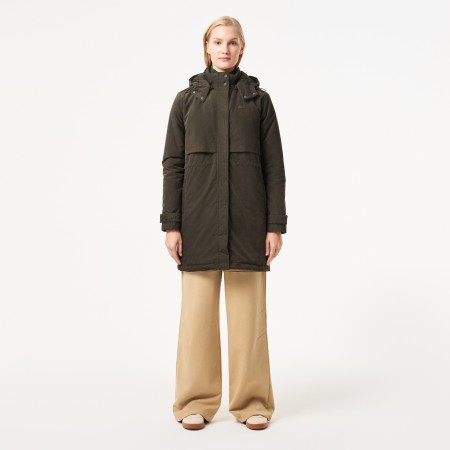 женская парка  свободного кроя с капюшоном - женская верхняя одежда lacoste 