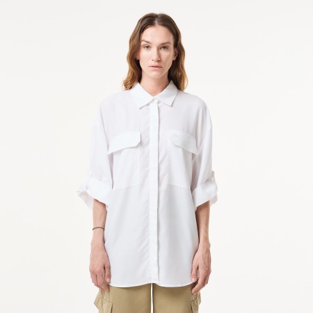 женская рубашка  из тенселя - женская одежда, обувь и аксессуары lacoste 