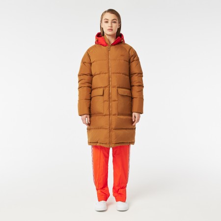 женская стеганая куртка  с капюшоном - верхняя одежда lacoste 