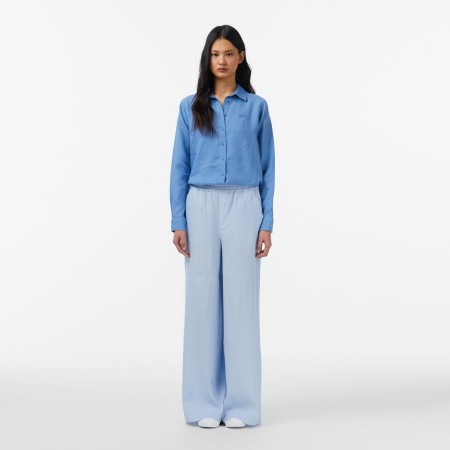 женские брюки  из смеси льна - женские брюки lacoste 