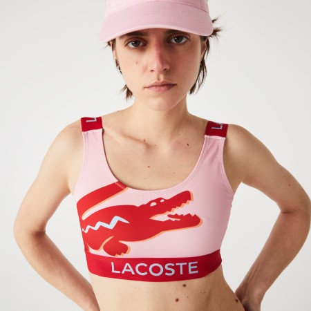 женский бикини-топ  с крокодиловым принтом - одежда lacoste 
