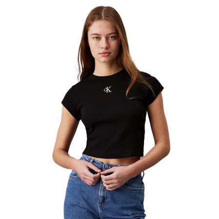 футболка slim cropped ribbed t-shirt фотография